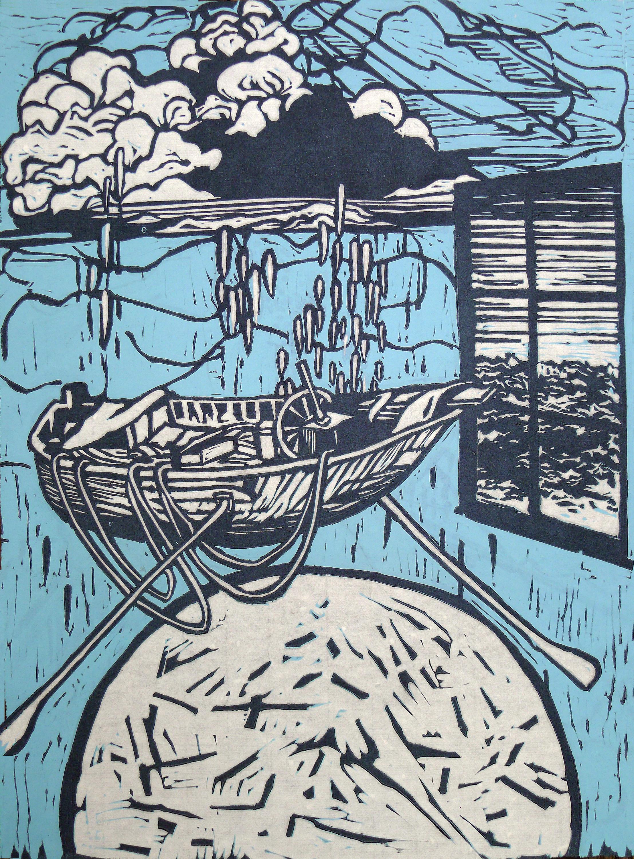 Our Lives as Constant as Sky - after Kevin Miller's poem Hanne at Fifty. Created for the Seattle Print Arts 2016 Print Exchange