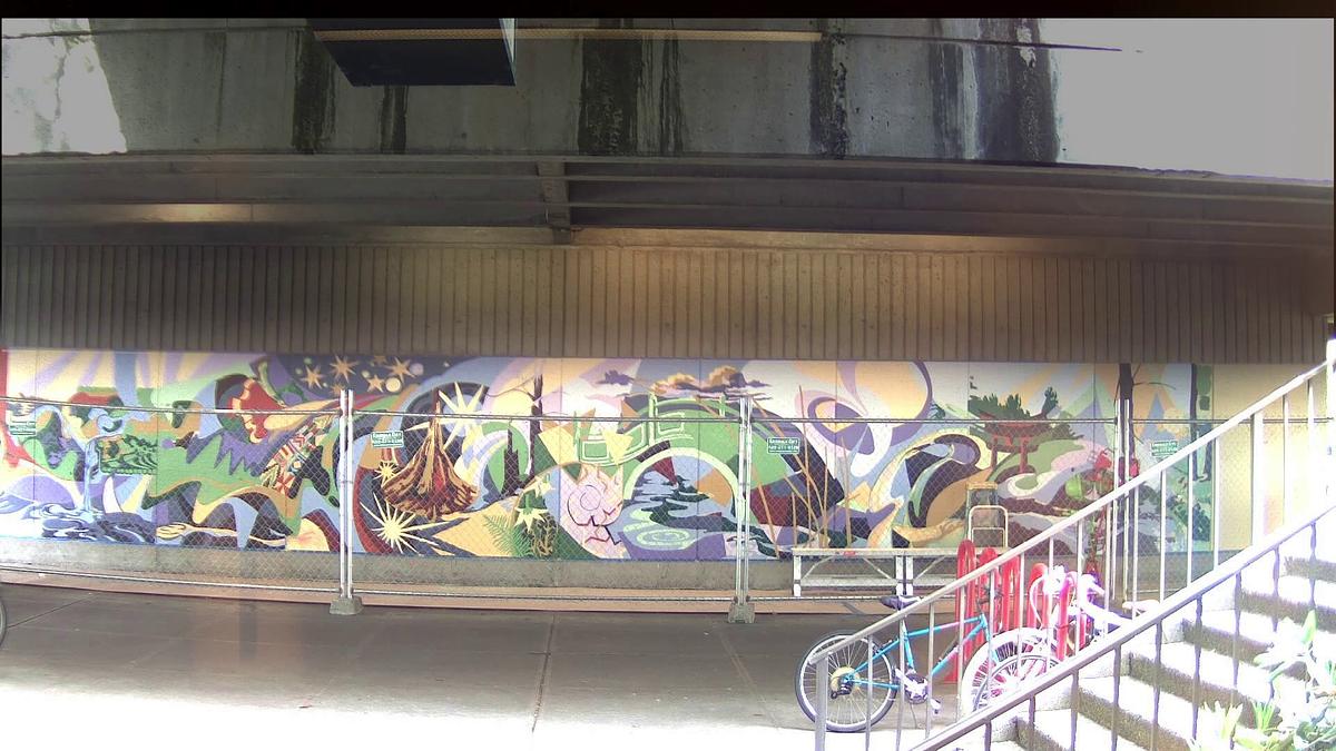 Timelapse of North Seattle College Mural2015 class mural - design by Heather Brammeier